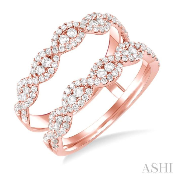 3/4 Ctw Round Cut Diamond Insert Ring in 14K Rose Gold