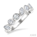 1 Ctw Bezel Set Mixed Diamond Cut Fashion Band in 14K White Gold