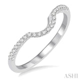 1/6 Ctw Deep Curve Center Round Cut Diamond Wedding Band in 14K White Gold