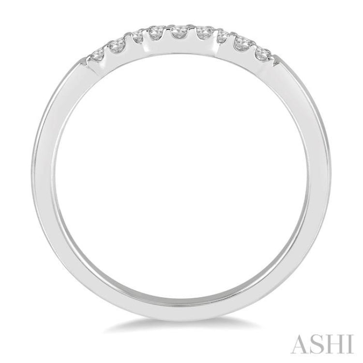 1/10 Ctw Waves Center Round Cut Diamond Wedding Band in 14K White Gold