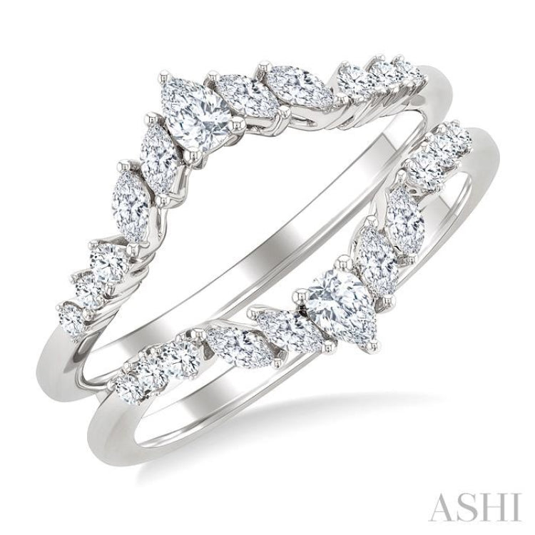 1/2 Ctw Chevron Pear, Marquise and Round Cut Diamond Insert Ring in 14K White Gold
