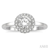 1/3 Ctw Diamond Halo Engagement Ring With 1/4 Ct Round Cut Center Stone in 14K White Gold