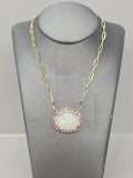 14KY Opal and Pink Tourmaline Necklace