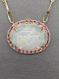 14KY Opal and Pink Tourmaline Necklace