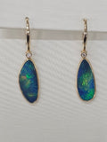 14KY Australian Black Doublet Opal and Diamond Earrings
