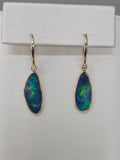 14KY Australian Black Doublet Opal and Diamond Earrings