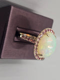 14KY Opal and Pink Tourmaline Ring