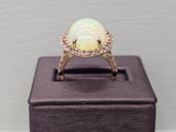 14KY Opal and Pink Tourmaline Ring