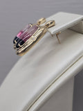 14KY Watermelon Tourmaline & Diamond Earrings