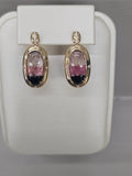 14KY Watermelon Tourmaline & Diamond Earrings