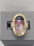 14KY Watermelon Tourmaline & Diamond Ring