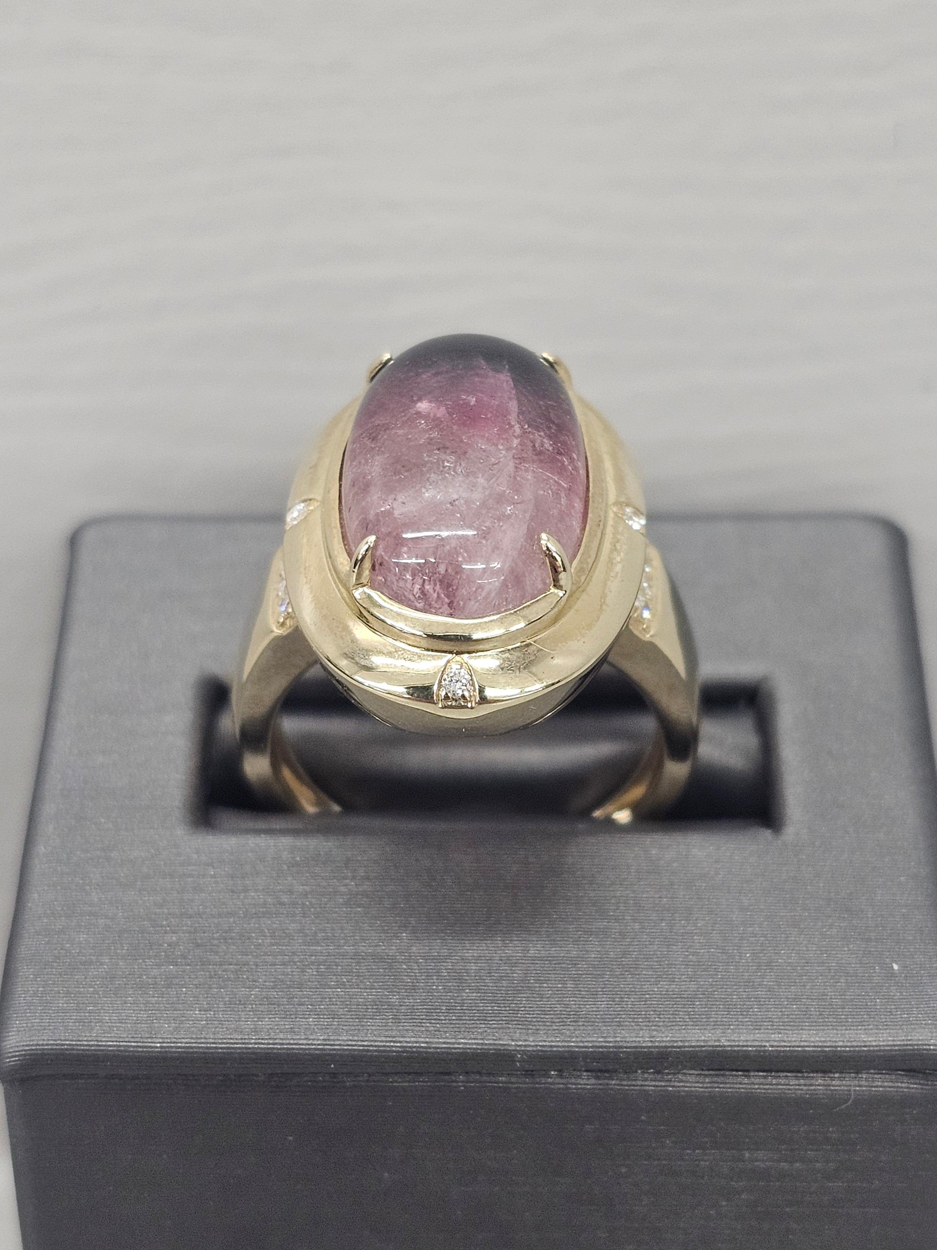 14KY Watermelon Tourmaline & Diamond Ring