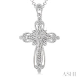 1/20 Ctw Single Cut Diamond Cross Pendant in Sterling Silver with Chain