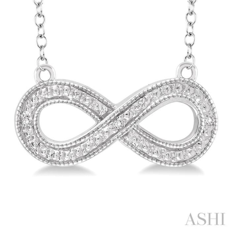 1/50 Ctw Single Cut Diamond Infinity Pendant in Sterling Silver with Chain
