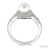 6.5x6.5 MM Cultured Pearl and 1/20 Ctw Single Cut Diamond Ring in Sterling Silver