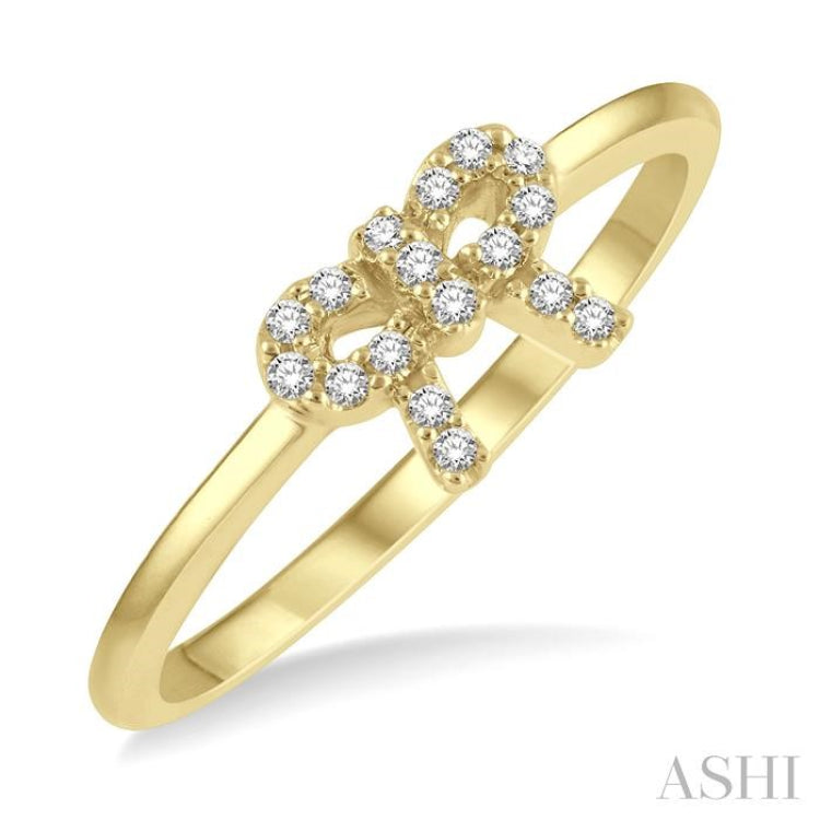 1/10 Ctw Bow Cutout Single Cut Diamond Petite Fashion Ring in 10K Yellow Gold