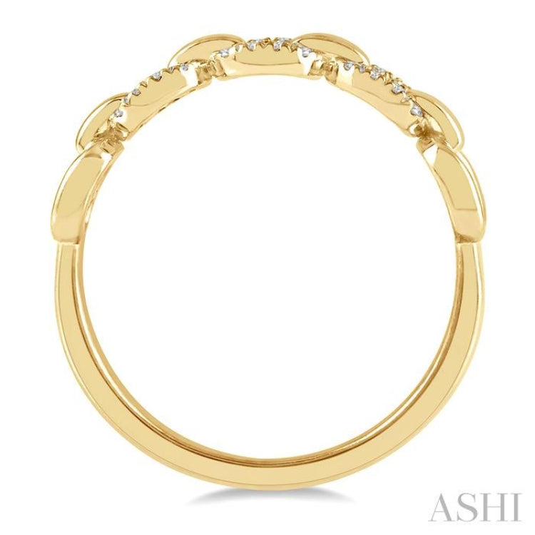 1/10 Ctw Round Cut Diamond Paperclip Ring in 10K Yellow Gold