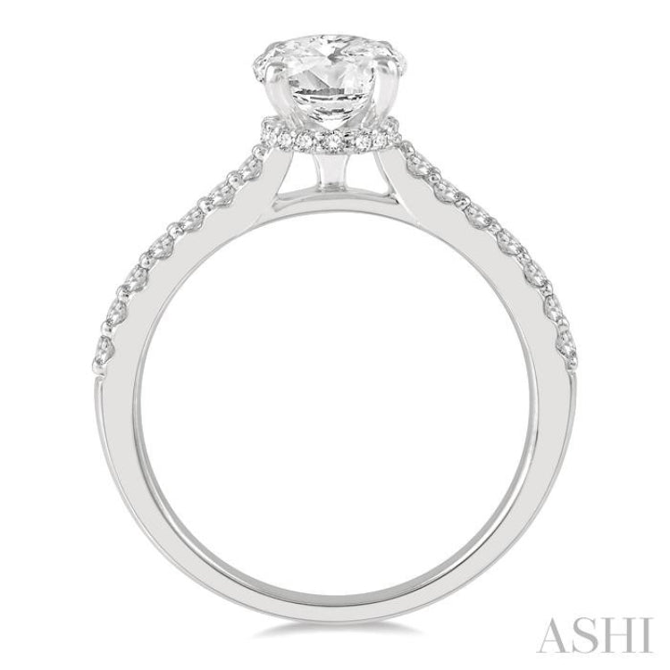 1/3 Ctw Oval Shape Diamond Semi-Mount Engagement Ring in 14K White Gold