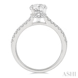 1/3 Ctw Oval Shape Diamond Semi-Mount Engagement Ring in 14K White Gold