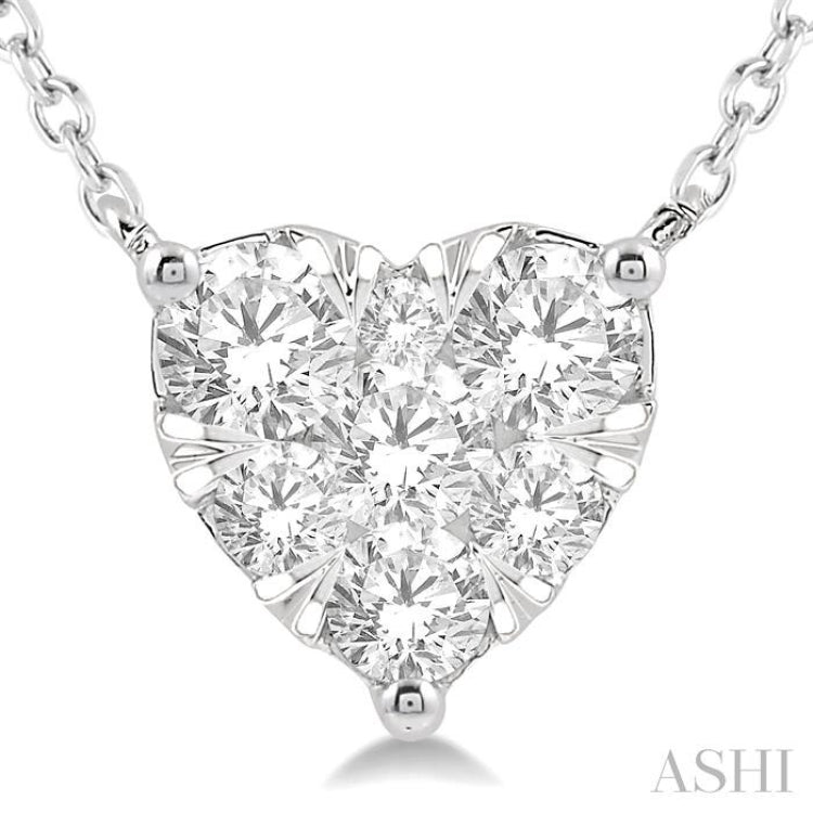 3/4 Ctw Lovebright Diamond Heart Pendant With Chain in 14K White Gold