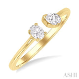 1/3 Ctw Toi Et Moi Oval and Pear Cut Diamond Open Fashion Ring in 14K Yellow Gold