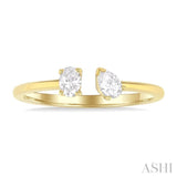 1/3 Ctw Toi Et Moi Oval and Pear Cut Diamond Open Fashion Ring in 14K Yellow Gold