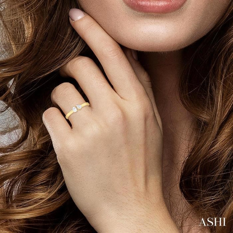 1/3 Ctw Toi Et Moi Oval and Pear Cut Diamond Open Fashion Ring in 14K Yellow Gold