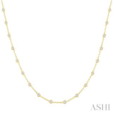 1 Ctw Bezel Set Round Cut Diamond Station Necklace in 14K Yellow Gold