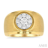 1 Ctw Circular Wide Shank Lovebright Round Cut Diamond Men's Ring in 10K Yellow and White Gold