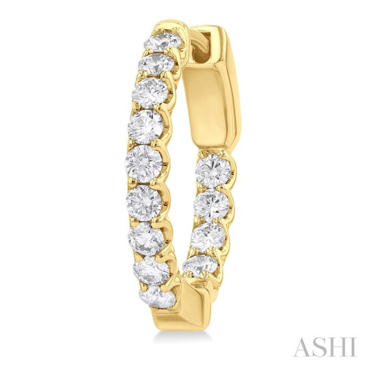 1 Ctw Inside-Out Embellished Round Cut Diamond Hoop Earrings in 14K Yellow Gold