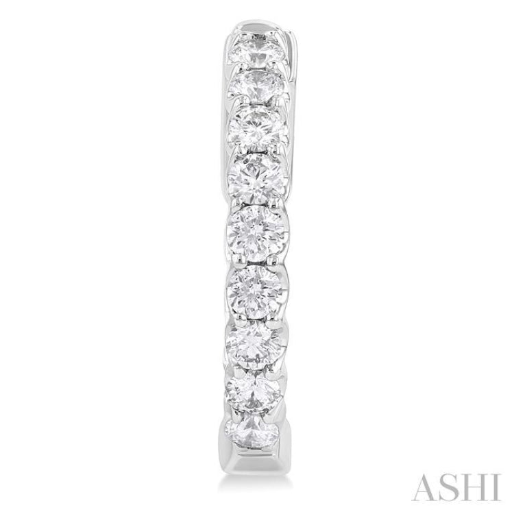 1 Ctw Inside-Out Embellished Round Cut Diamond Hoop Earrings in 14K White Gold