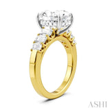 1 1/4 Ctw Oval Shape Emerald and Round Cut Diamond Semi-Mount Engagement Ring in 14K Yellow and White Gold