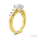 1 Ctw Pers Shape Oval and Round Cut Diamond Semi-Mount Engagement Ring in 14K Yellow and White Gold