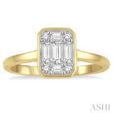 1/2 ctw Octagonal Shape Baguette and Round Cut Diamond Ladies Ring in 14K Yellow and White Gold