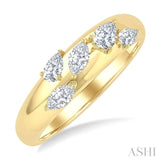 1/2 Ctw 5-Stone Pear and Marquise Cut Diamond Fashion Bold Band in 14K Yellow Gold