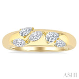 1/2 Ctw 5-Stone Pear and Marquise Cut Diamond Fashion Bold Band in 14K Yellow Gold
