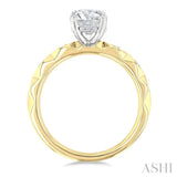 1/10 Ctw Circular Shape Grooved Shank Semi-Mount Diamond Engagement Ring in 14K Yellow and White Gold