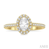 1/6 ctw Oval Shape Semi-Mount Diamond Engagement Ring in 14K Yellow and White Gold