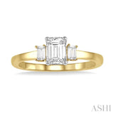 1/10 ctw Baguette Diamond Semi-Mount Engagement Ring in 14K Yellow and White Gold