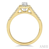 1/2 ctw Round Cut Diamond Engagement Ring With 1/4 ct Marquise Cut Center Stone in 14K Yellow and White Gold