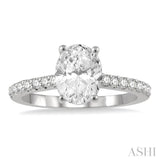 1/3 ctw Oval Shape Round Cut Diamond Semi-Mount Diamond Engagement Ring in 14K White Gold
