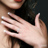 1/2 ctw Split Criss Cross Shank Round Cut Diamond Engagement Ring With 1/3 ct Oval Cut Diamond Center Stone in 14K White Gold