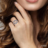 4x3 MM Pear Cut Sapphire and 1/3 ctw Round Cut Diamond Precious Insert Ring in 14K White Gold