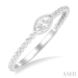 1/6 ctw Petite Bezel Set Marquise Cut Diamond Stackable Ring in 14K White Gold