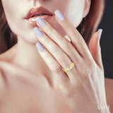 3/8 ctw Textured Shank 2-Stone Pear Cut Diamond Fashion Band in 14K Yellow Gold