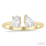 1 ctw Toi Et Moi Oval and Pear Cut Diamond Open Fashion Ring in 14K Yellow Gold
