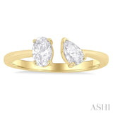 3/4 ctw Toi Et Moi Oval and Pear Cut Diamond Open Fashion Ring in 14K Yellow Gold