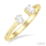 1/3 ctw Toi Et Moi Oval and Emerald Cut Diamond Open Fashion Ring in 14K Yellow Gold