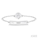 1/10 ctw Petite Bezel Set Diamond Fashion Chain Ring in 10K White Gold