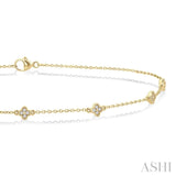 1/10 ctw Clover Motif Round Cut Diamond Station Bracelet in 10K Yellow Gold